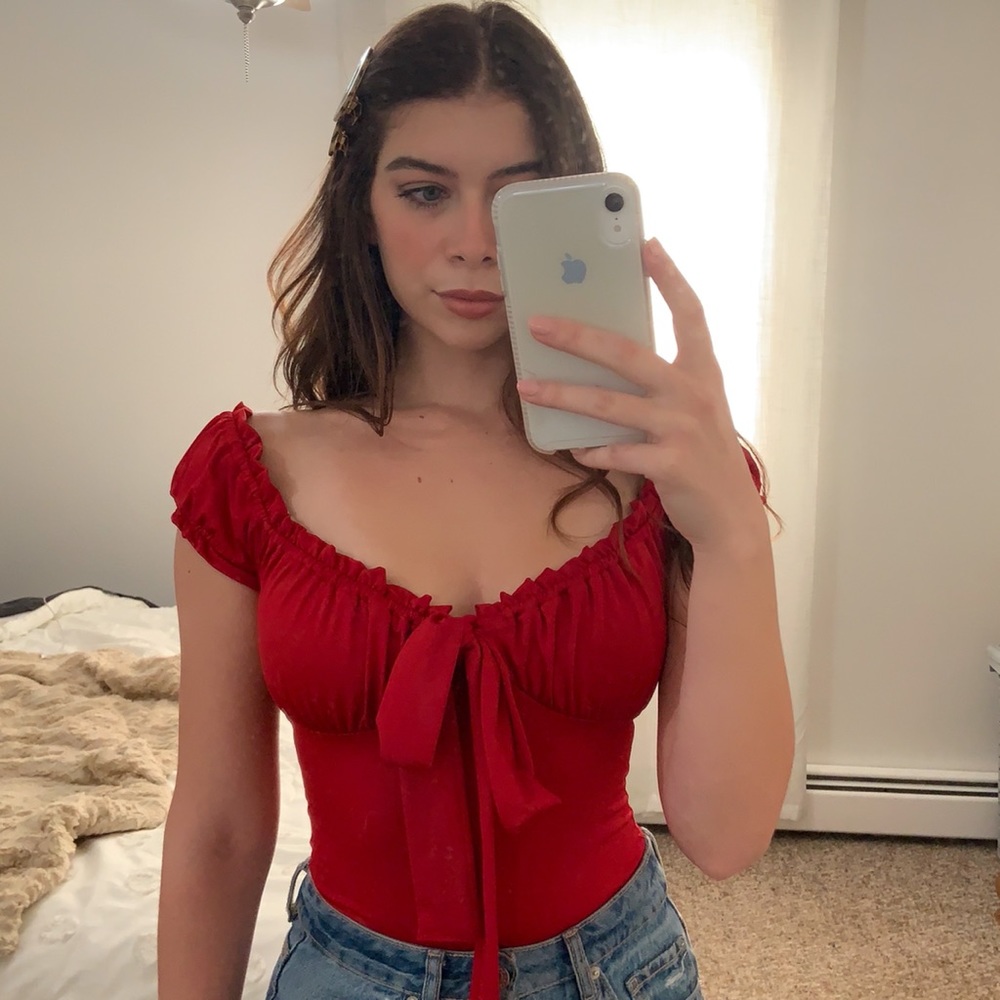 Red Milkmaid Bodysuit